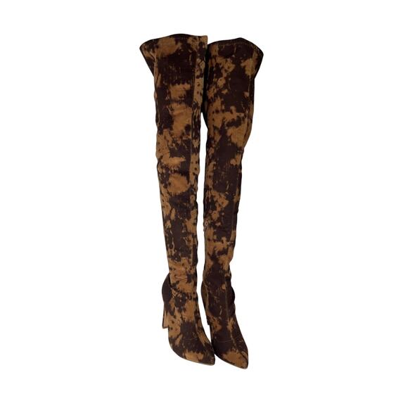 FASHION NOVA Dying To Know You Heeled Boots Brown/combo 8.5 - Picture 1 of 10